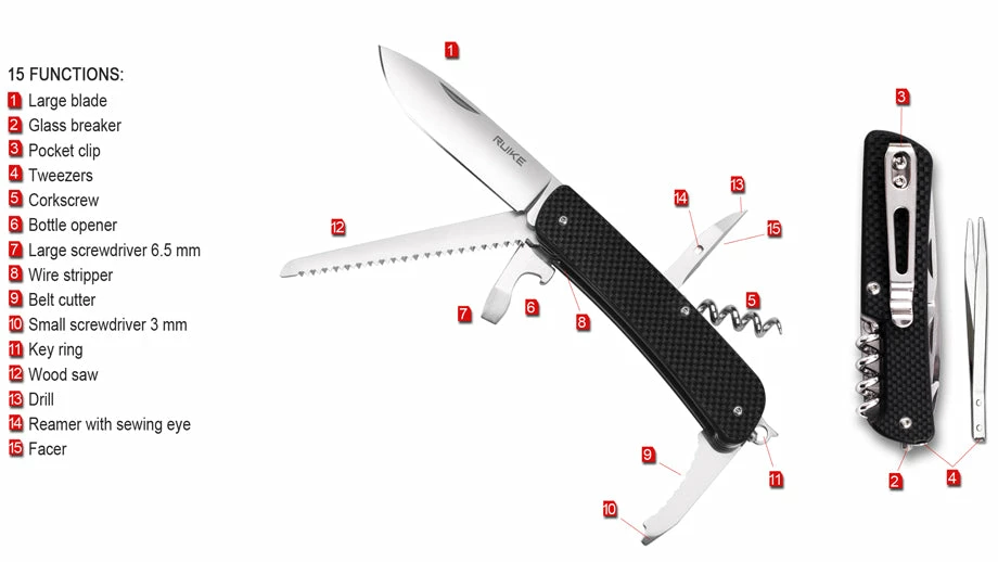 RUIKE M32 POCKET KNIFE 71MM BLADE Black 2 RUIKE M32 POCKET KNIFE 71MM BLADE Black - Image 2