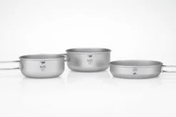 KEITH 3 Piece Titanium Pot And Pan Cook Set 680/550/500ml -Wildernessshop Shop keith Ti6053 3 piece titanium pot and pan cook set2 a8661b5d 381d 4867 8324 e78481815923