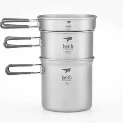 KEITH 3 Piece Titanium Pot And Pan Cook Set 1200ml And 384ml