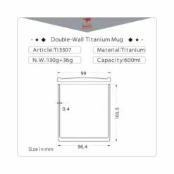 KEITH Double Wall Titanium Mug/Lid With Titanium Cover 600ml (Ti3307) 5 KEITH Double Wall Titanium Mug/Lid With Titanium Cover 600ml (Ti3307) -Wildernessshop Shop keith ti3307 600ml double details
