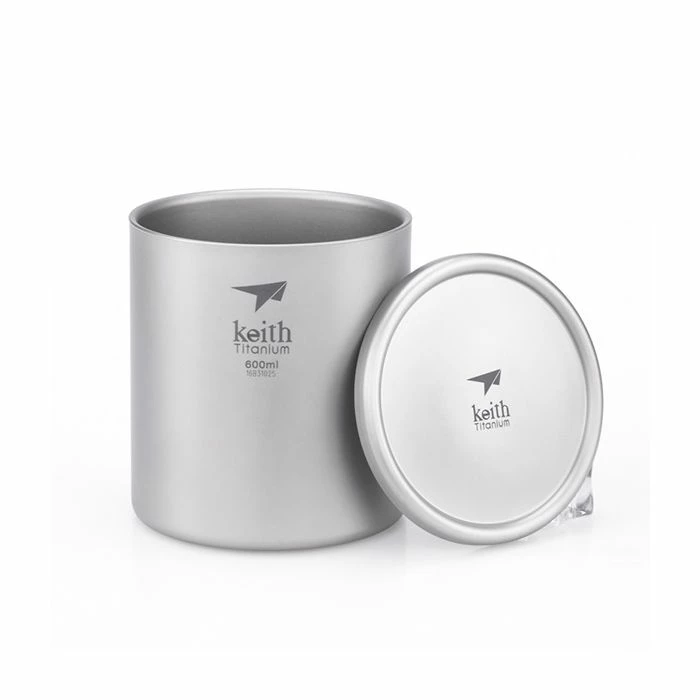 KEITH Double Wall Titanium Mug/Lid With Titanium Cover 600ml (Ti3307) 1 KEITH Double Wall Titanium Mug/Lid With Titanium Cover 600ml (Ti3307)